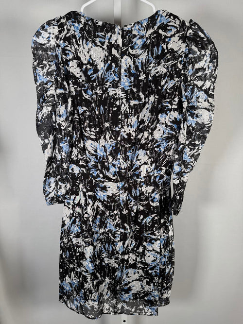 The Kooples Firework Silk Mini Dress Size 1 (US S) Blue Black Floral NWT