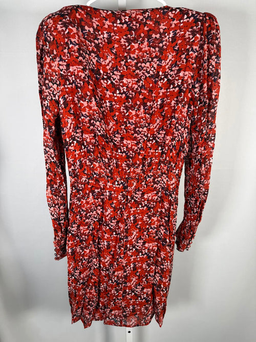 The Kooples Burning Flowers Mini Dress Size 1 (US S) Red Floral V-Neck NWT