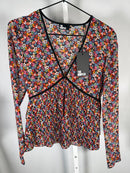 The Kooples Blazing Field Floral Tiered Top Size 0 (US XS) V-Neck NWT