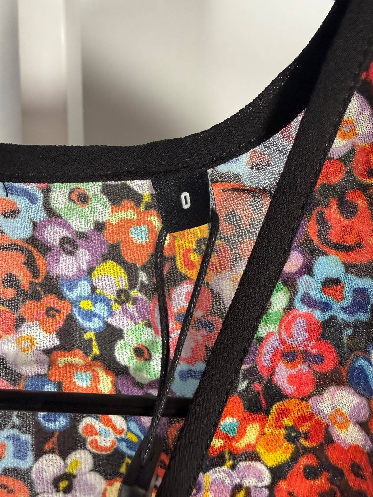 The Kooples Blazing Field Floral Tiered Top Size 0 (US XS) V-Neck NWT