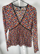 The Kooples Blazing Field Floral Tiered Top Size 0 (US XS) V-Neck NWT