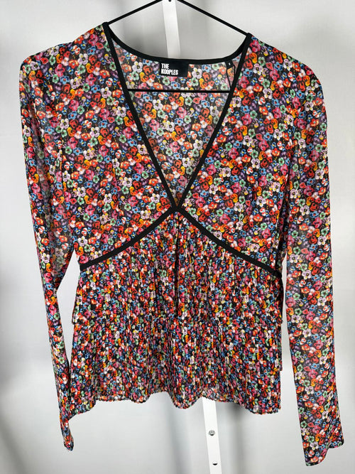 The Kooples Blazing Field Floral Tiered Top Size 0 (US XS) V-Neck NWT