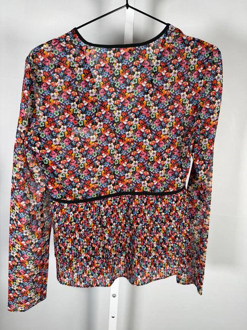 The Kooples Blazing Field Floral Tiered Top Size 0 (US XS) V-Neck NWT
