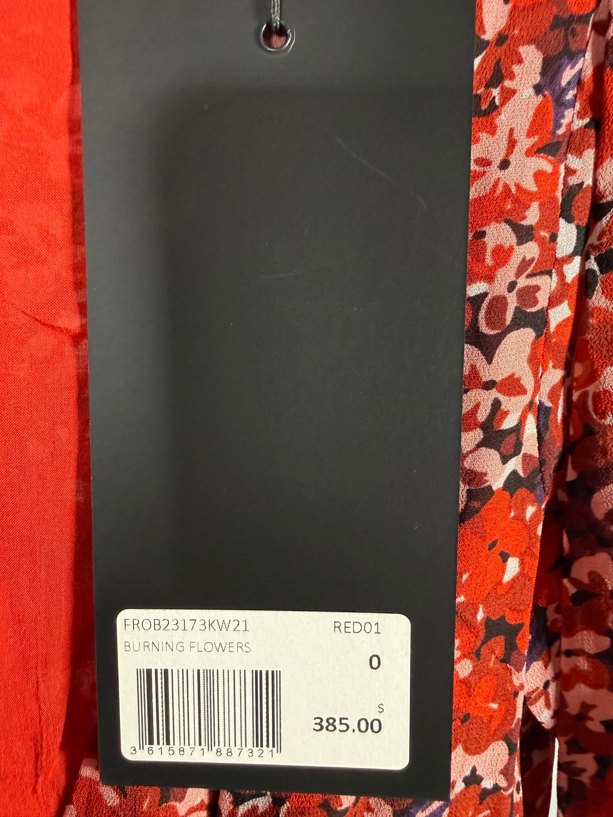 The Kooples Burning Flowers Mini Dress Size 0 (US XS) Red Floral V-Neck NWT