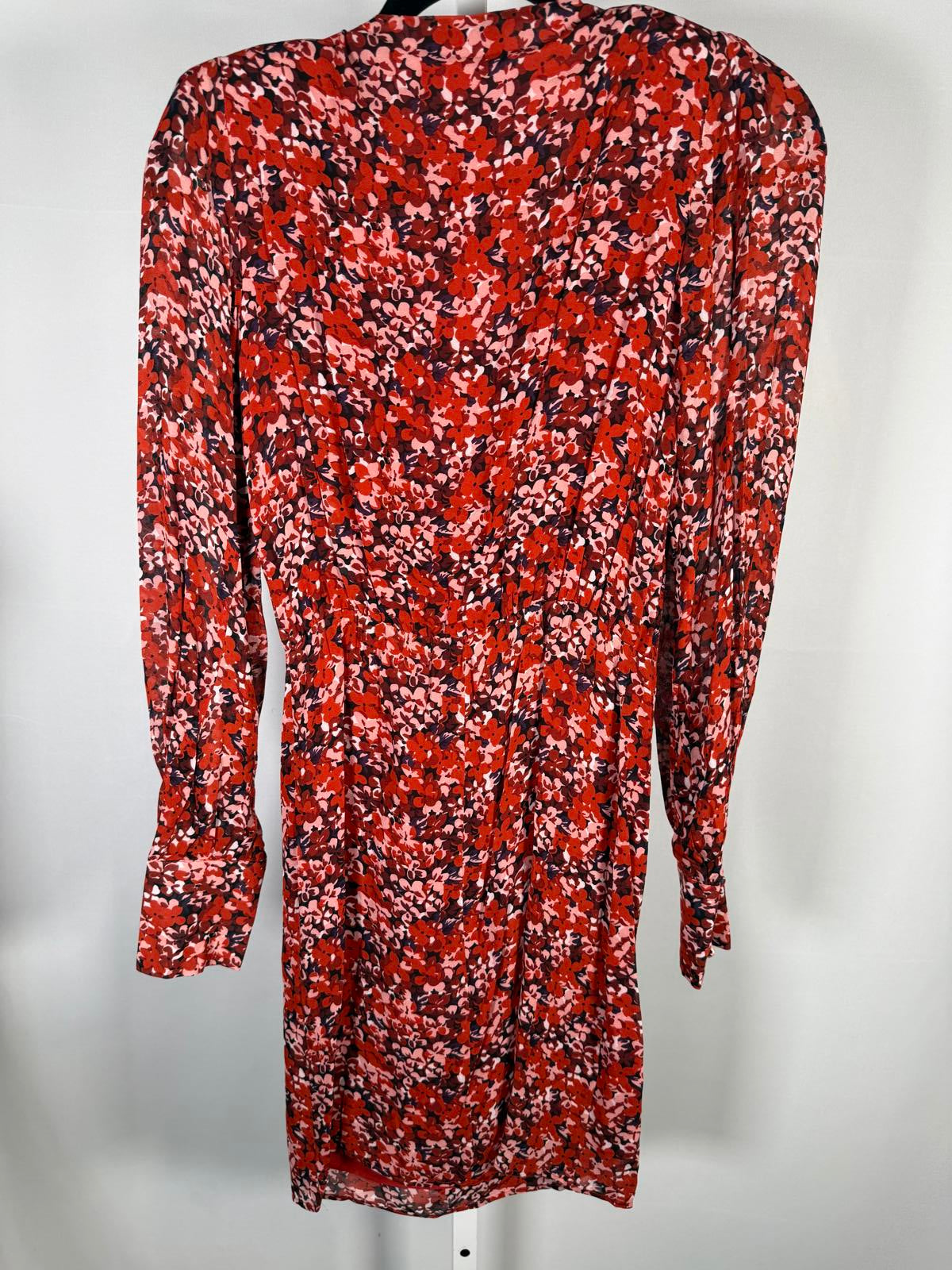 The Kooples Burning Flowers Mini Dress Size 0 (US XS) Red Floral V-Neck NWT