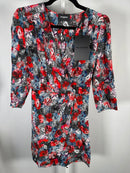 The Kooples Paisley Flowers Silk Mini Dress Size 1 (US S) Wrap V-Neck NWT