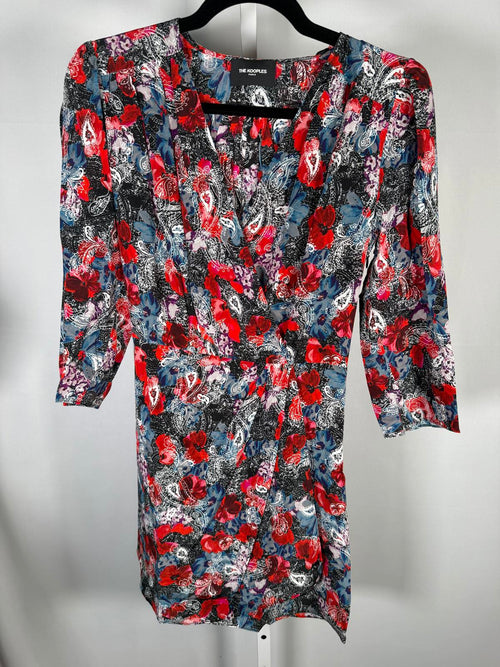 The Kooples Paisley Flowers Silk Mini Dress Size 1 (US S) Wrap V-Neck NWT