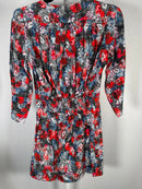 The Kooples Paisley Flowers Silk Mini Dress Size 1 (US S) Wrap V-Neck NWT
