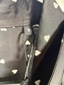 The Kooples Heart Print Tie Neck Blouse Size 0 (US XS) Black Sheer V-Neck NWT