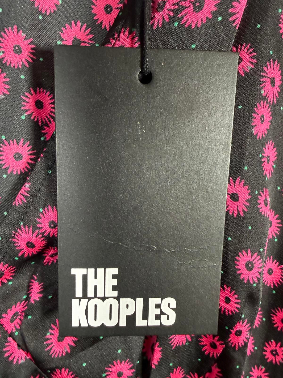 The Kooples Daisy Dots Silk Blouse Size US Large FR 3 Black Pink NWT $215