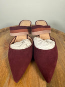 NWB Bandolino Women’s Faux Suede Pointed Toe Mule Heels Burgundy Multi Size 7