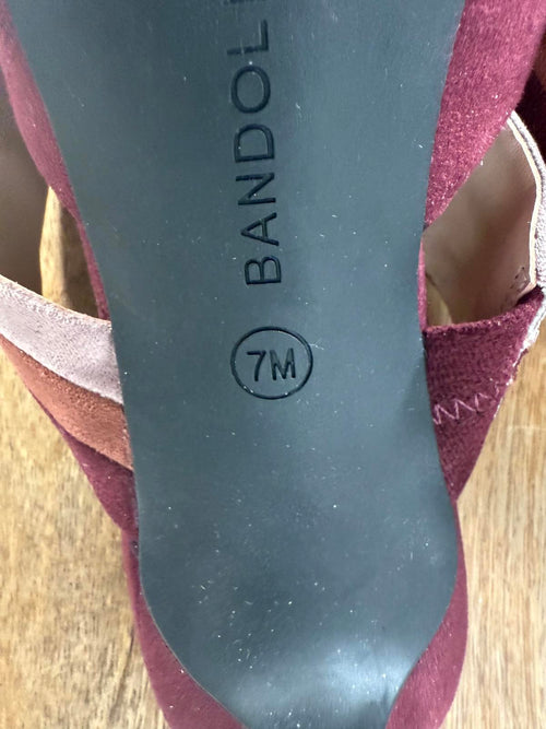 NWB Bandolino Women’s Faux Suede Pointed Toe Mule Heels Burgundy Multi Size 7