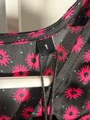 The Kooples Daisy Dots Silk Blouse Size 1 (US S) Black Pink NWT