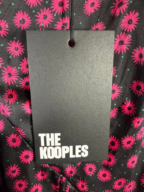 The Kooples Daisy Dots Silk Blouse Size 1 (US S) Black Pink NWT