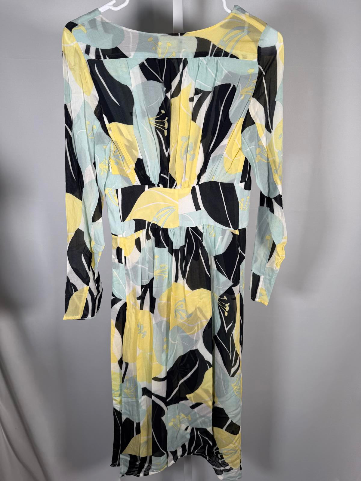 The Kooples Hibiscus Silk Midi Dress Size 1 (US S) Green Floral NWT