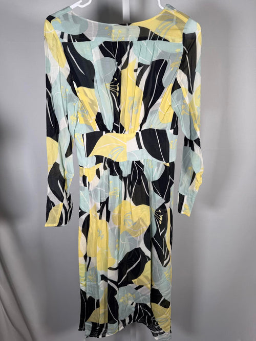 The Kooples Hibiscus Silk Midi Dress Size 1 (US S) Green Floral NWT