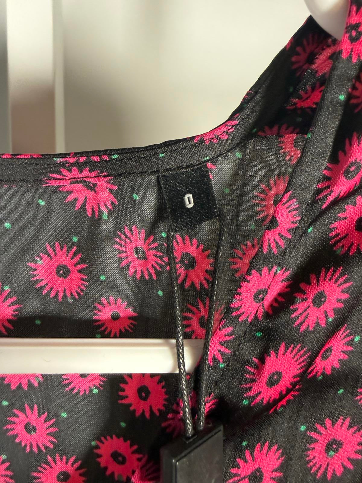 The Kooples Daisy Dots Silk Blouse Size 0 (US XS) Black Pink NWT