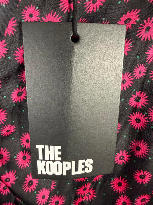 The Kooples Daisy Dots Silk Blouse Size 0 (US XS) Black Pink NWT