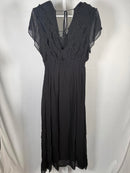 The Kooples Crazy Flounces Black Ruffle Maxi Dress Size 1 (US Small) NWT
