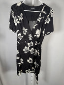 The Kooples Orchid Scarf Black Floral Wrap Dress Size 0 (US XS) NWT