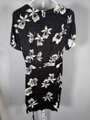 The Kooples Orchid Scarf Black Floral Wrap Dress Size 0 (US XS) NWT