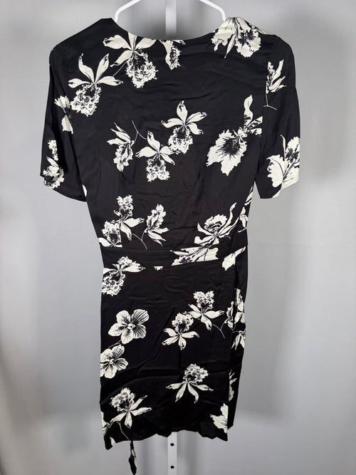 The Kooples Orchid Scarf Black Floral Wrap Dress Size 0 (US XS) NWT