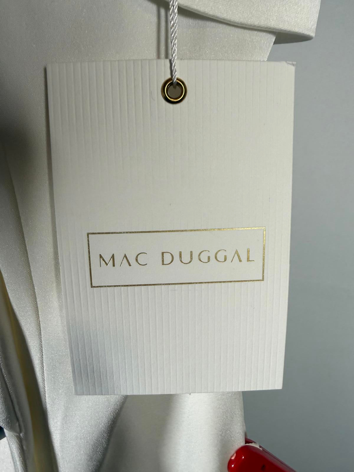 Mac Duggal One Sleeve Tuxedo Dress White Size 2 NWT