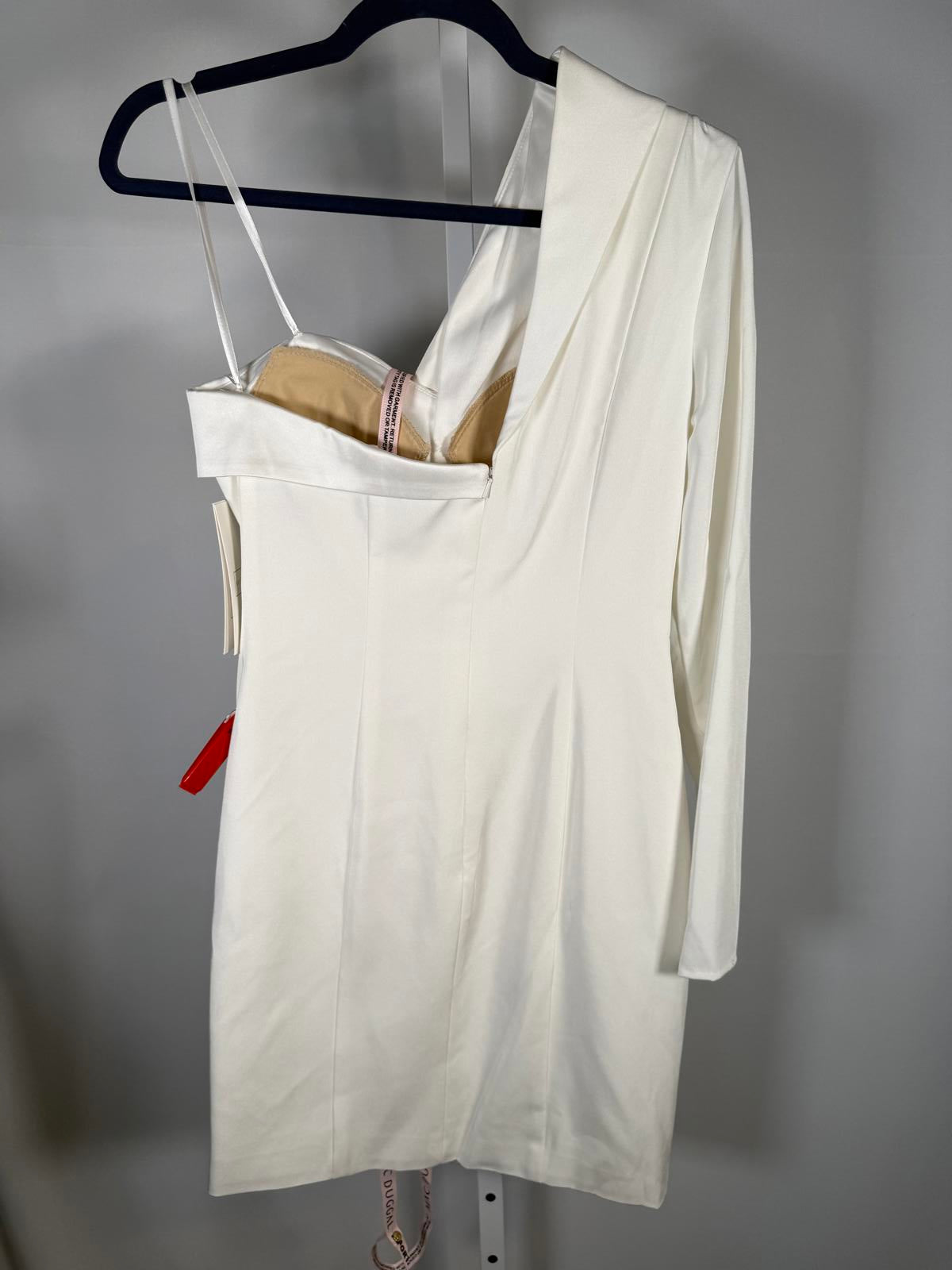 Mac Duggal One Sleeve Tuxedo Dress White Size 2 NWT