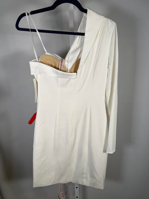 Mac Duggal One Sleeve Tuxedo Dress White Size 2 NWT