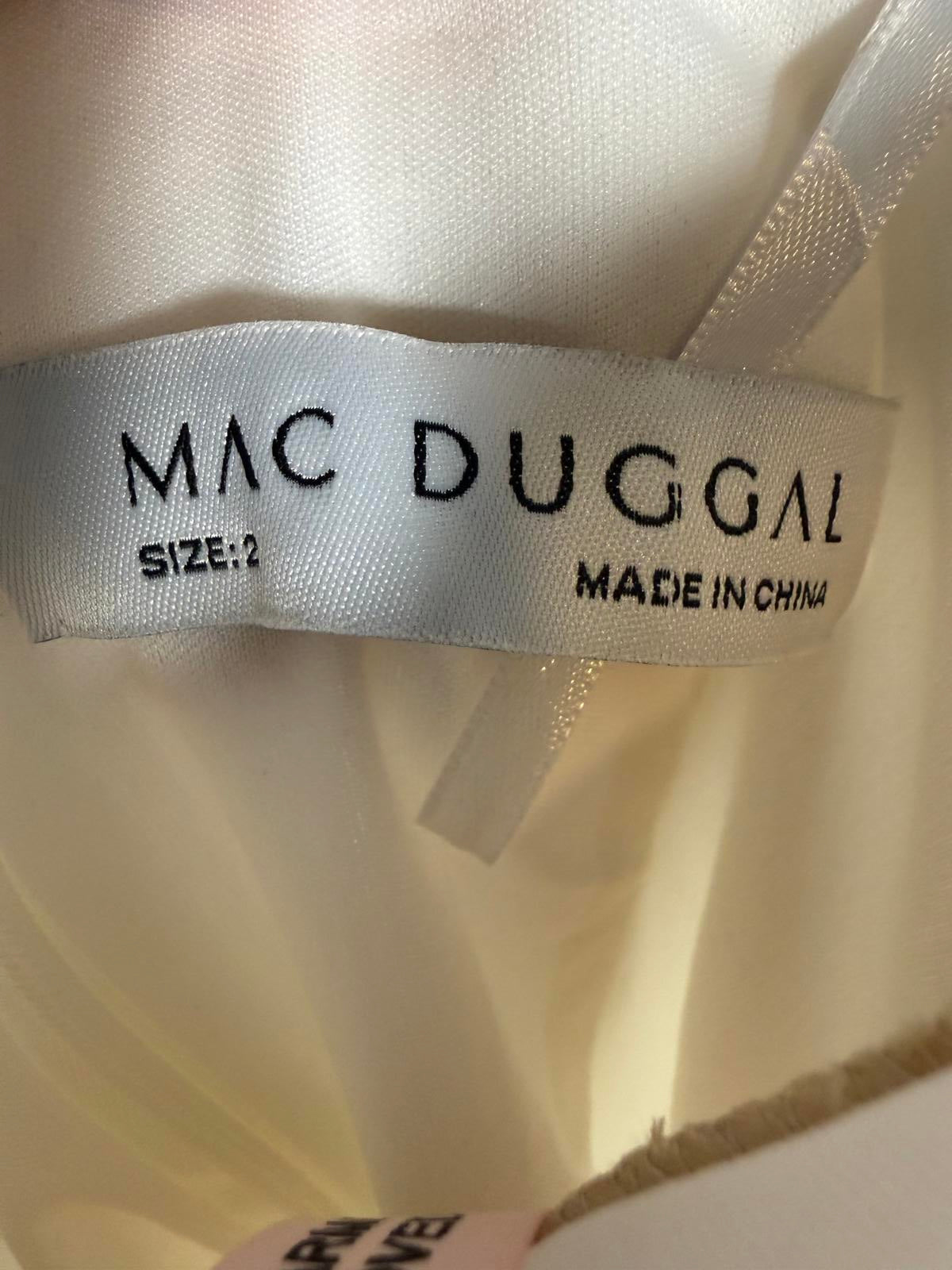 Mac Duggal One Sleeve Tuxedo Dress White Size 2 NWT