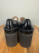 NWB Sun Stone Prescott Black Patent Lug Sole Loafer Pumps Women's Size 10