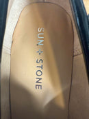 NWB Sun Stone Prescott Black Patent Lug Sole Loafer Pumps Women's Size 10