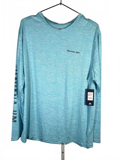 NWT Havana Jim Performance Fishing Long Sleeve Shirt Aqua Blue Medium