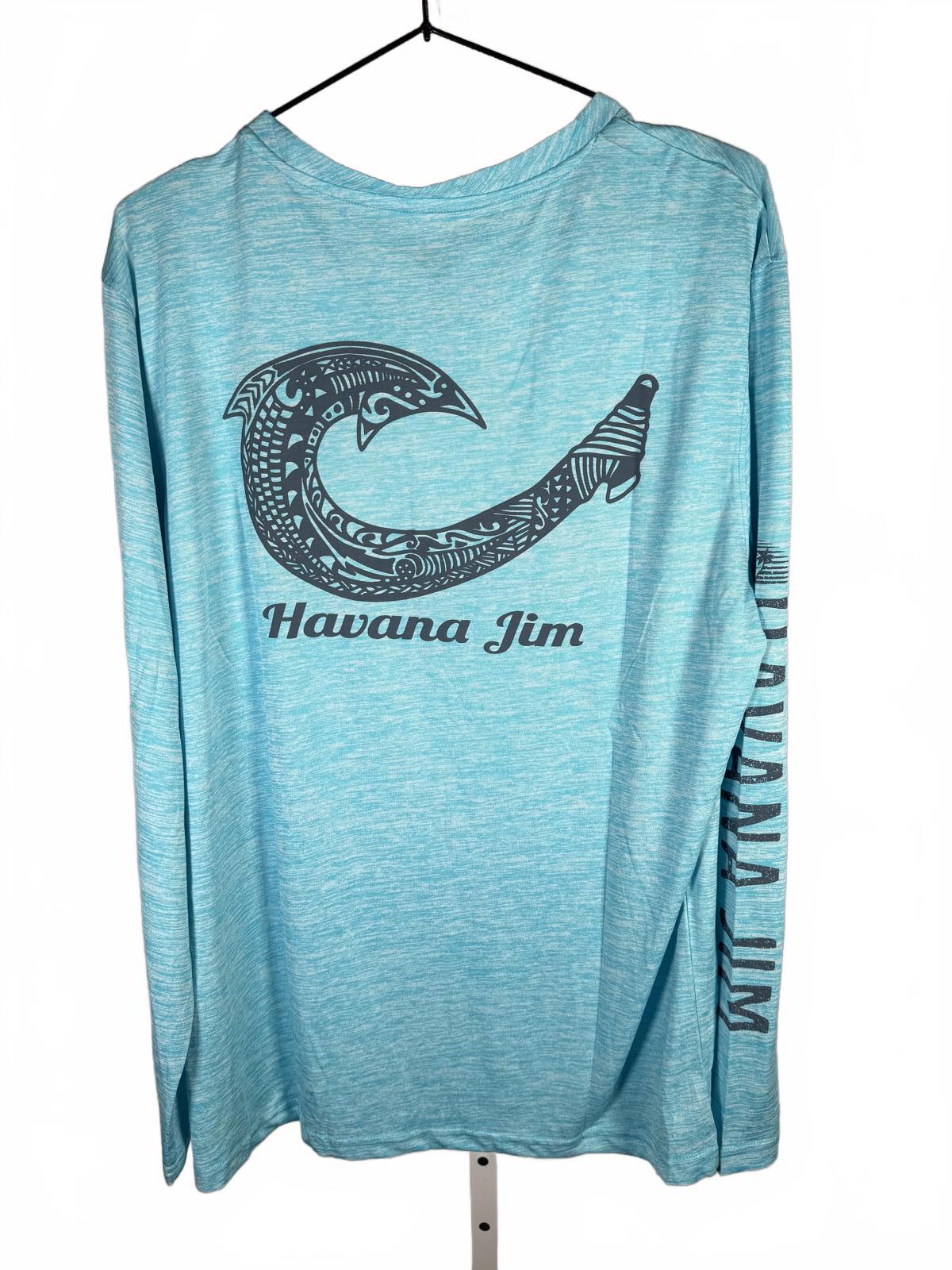 NWT Havana Jim Performance Fishing Long Sleeve Shirt Aqua Blue Medium
