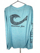 NWT Havana Jim Performance Fishing Long Sleeve Shirt Aqua Blue Medium