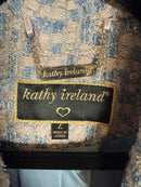 NWT Kathy Ireland Women's Metallic Plaid Belted Long Coat Size Large