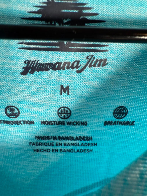 NWT Havana Jim Performance Fishing Long Sleeve Shirt Aqua Blue Medium