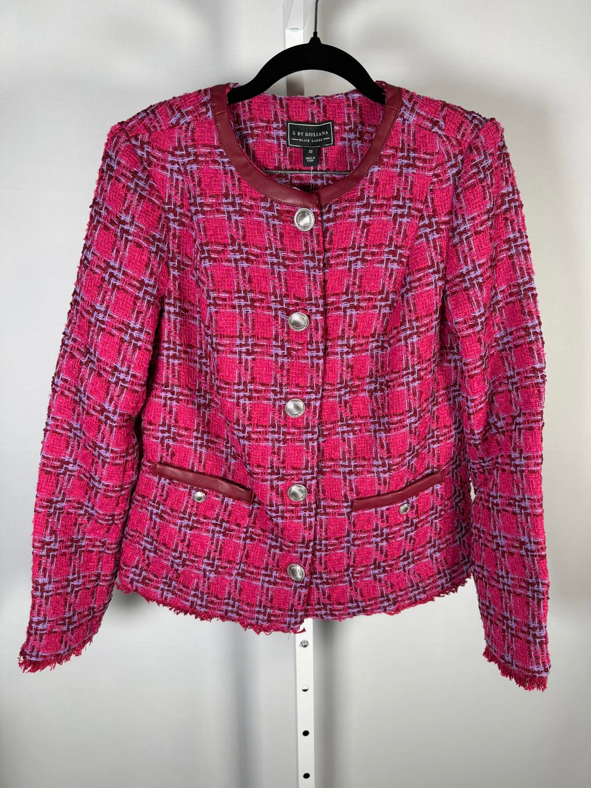 NWT G by Giuliana Black Label Timeless Tweed Jacket Pink Size XS