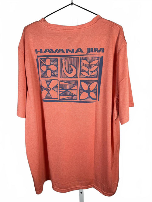 NWT Havana Jim Crew Neck Short Sleeve Logo T-Shirt Coral Heather XXL