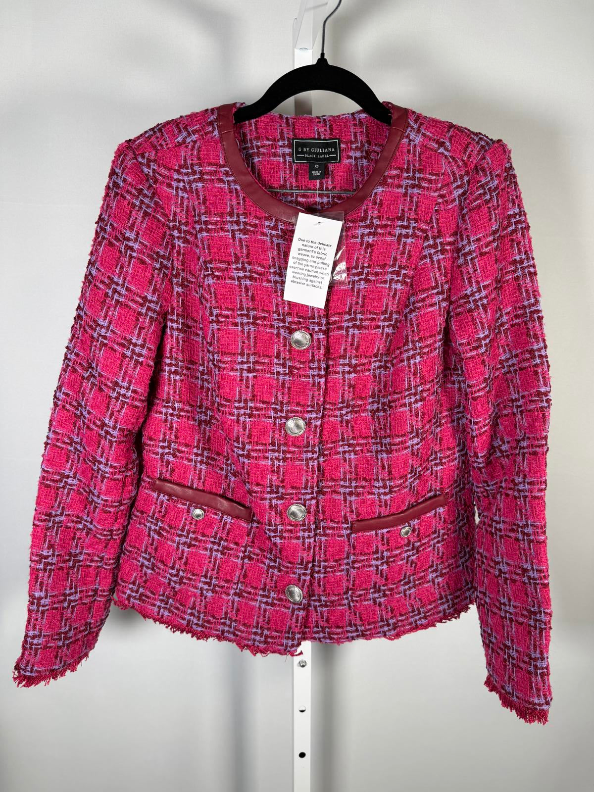 NWT G by Giuliana Black Label Timeless Tweed Jacket Pink Size XS