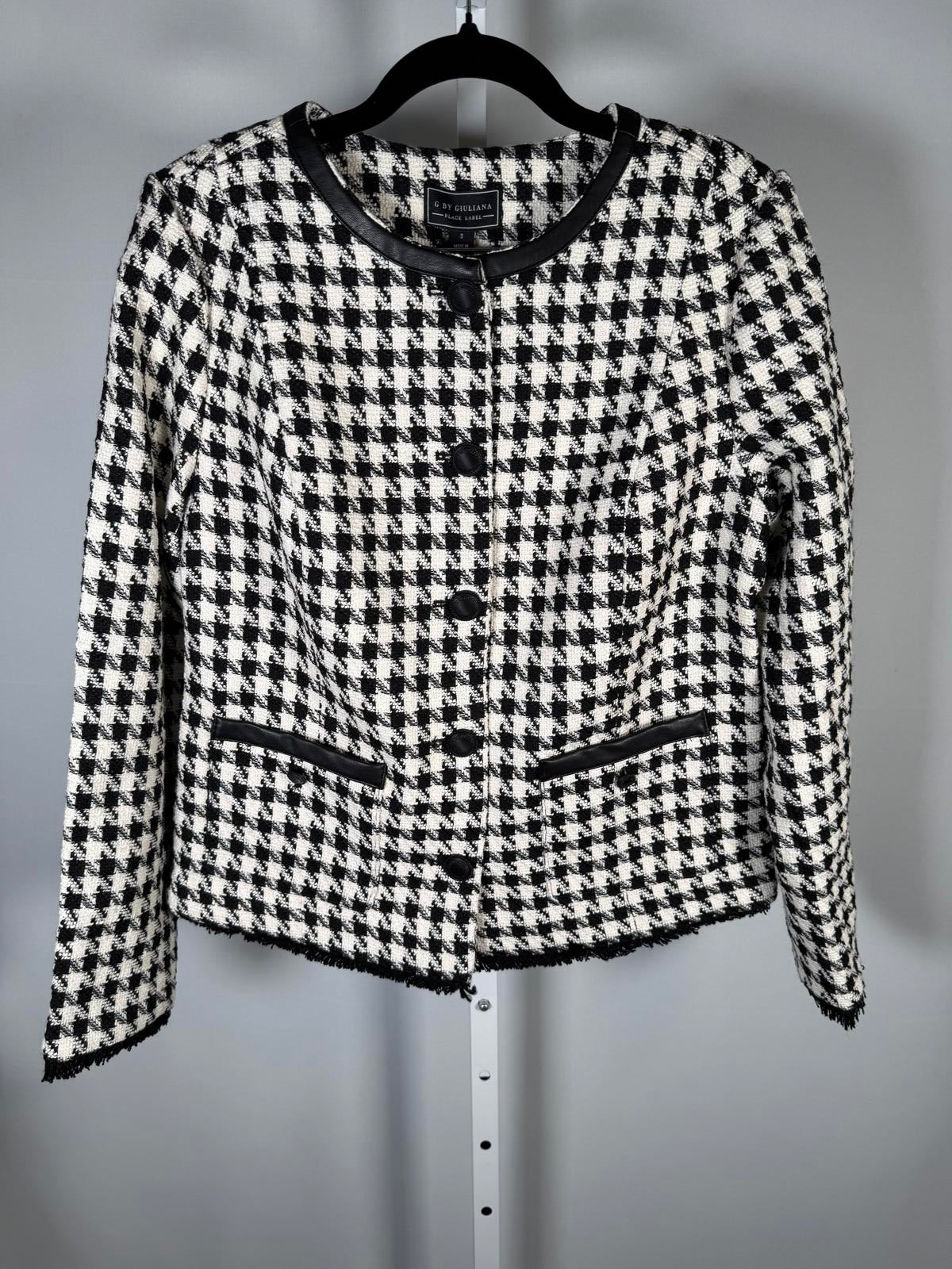 NWT G by Giuliana Black Label Timeless Jacket Houndstooth Size Small