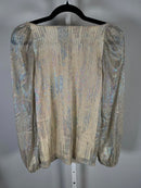 NWT Colleen Lopez Metallic Shimmer Peasant Blouse Size XXS
