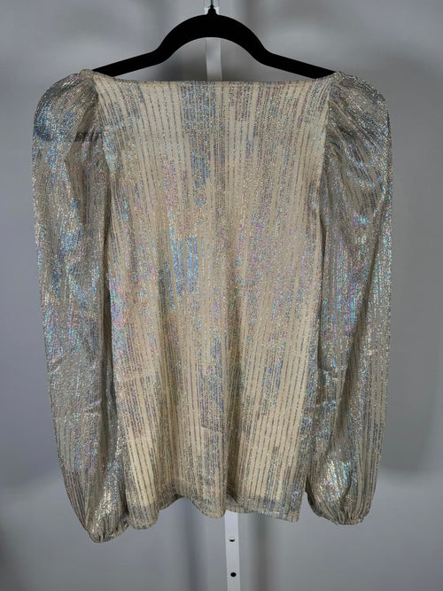 NWT Colleen Lopez Metallic Shimmer Peasant Blouse Size XXS