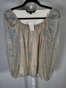 NWT Colleen Lopez Metallic Shimmer Peasant Blouse Size XXS