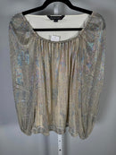 NWT Colleen Lopez Metallic Shimmer Peasant Blouse Size XXS