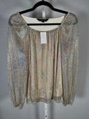 NWT Colleen Lopez Shimmer Peasant Blouse Size Small