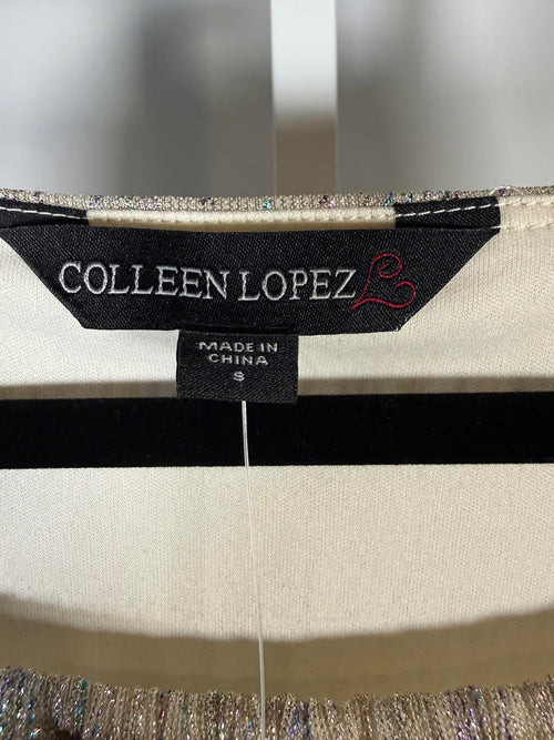 NWT Colleen Lopez Shimmer Peasant Blouse Size Small