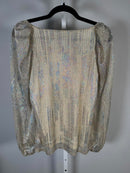NWT Colleen Lopez Metallic Shimmer Peasant Blouse Size Small