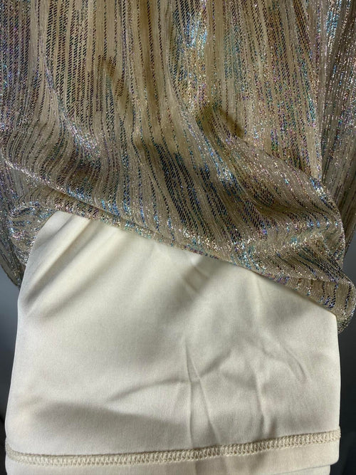 NWT Colleen Lopez Metallic Shimmer Peasant Blouse Size XXS