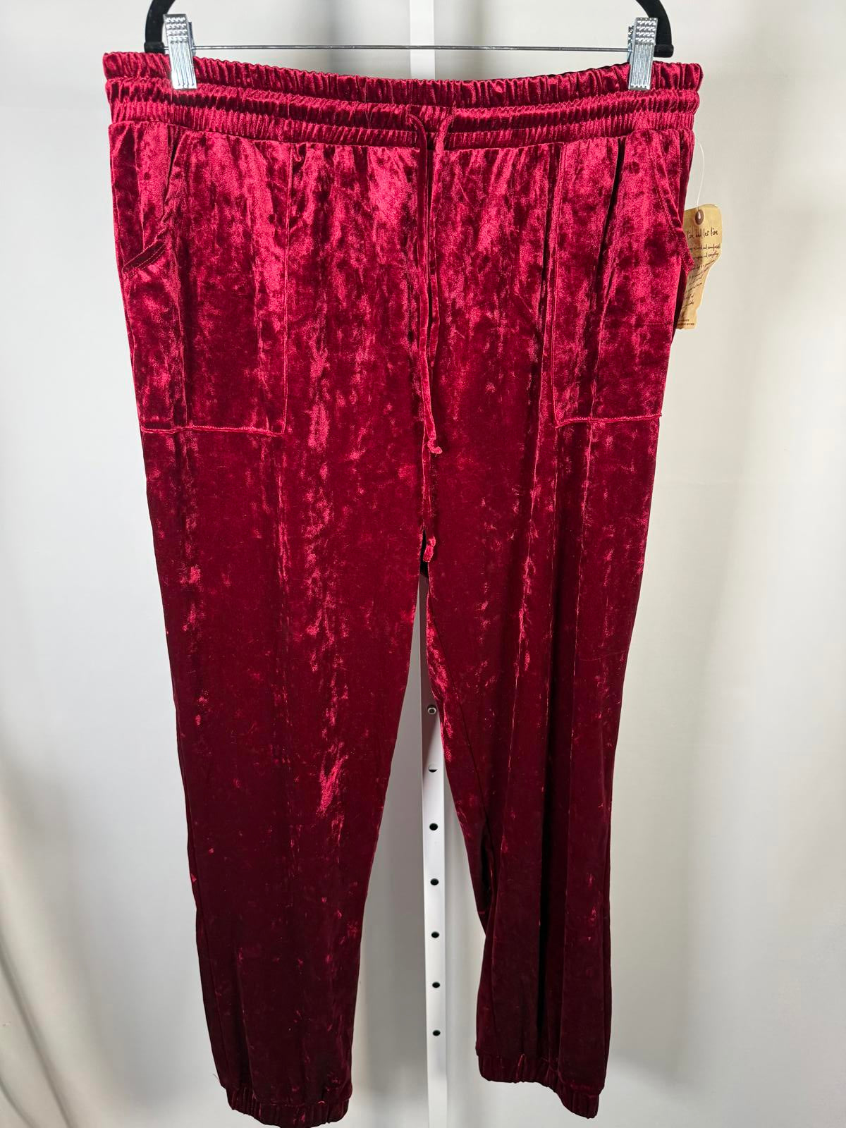 NWT One World Live and Let Live Red Crushed Velvet Jogger Pants Size 1X